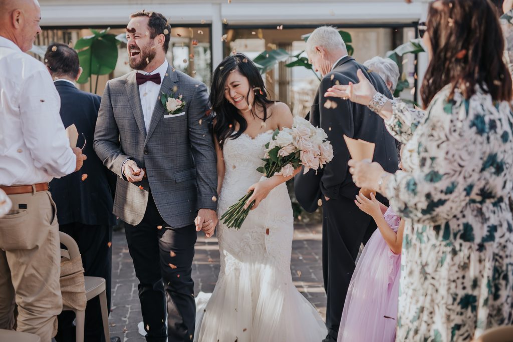 Beach restaurant Byron Bay couple just married