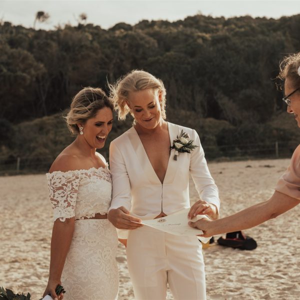 Same sex couple get married on Broken Head beach, Byron Bay