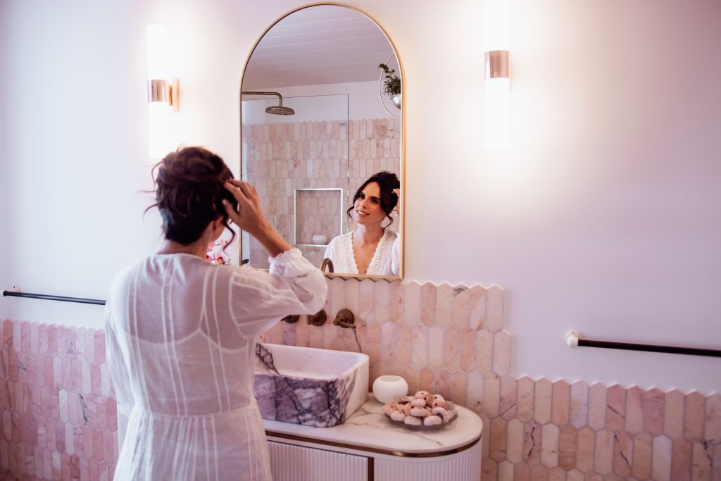 Bride getting ready at Aurora House, Byron Bay